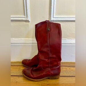 Burgundy Frye Leather Knee-High Boots